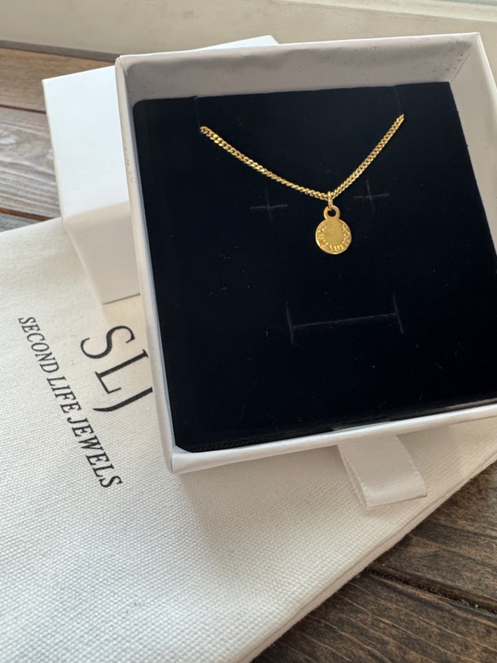 Authentic Repurposed Louis Vuitton Engraved Mini Necklace